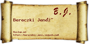 Bereczki Jenő névjegykártya